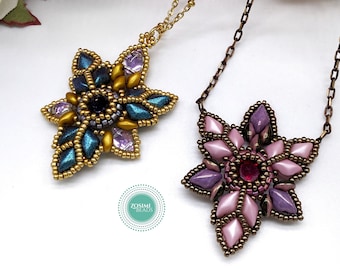 Beading Pattern - Trillium Pendant - Beadweaving Pattern - Beading Tutorial - Pendant Pattern - Pendant Tutorial - Zosimi Beads