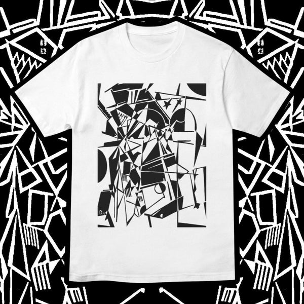 Abstrakte Grafik Tee | Schwarz & Weiß Moderne Kunst Vintage Oversized Tshirt | Monochrome 80er Jahre Nostalgie Trippy Rave Y2k Retro Grafik T Shirt