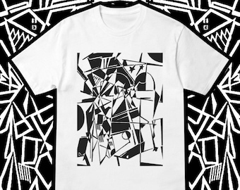 Abstract Graphic Tee | Black & White Modern Art Vintage Oversized Tshirt | Monochrome 80s Nostalgia Trippy Rave Y2k Retro Graphic T Shirt