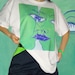 Abstract Faces Graphic Tee | Festival Outfit Green Oversized Tshirt | Fairycore Grunge Trippy Artwork 90s Streetwear Shirt | Mikiko Clothing 
