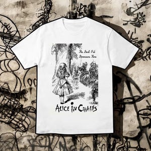 Alice in Ketten Grafik-T-Shirt AIC Punkrock Band T-Shirt Dirt Glas Flies Heavy Metal Grunge Alternative Musik Poster Print Design Weißes Top