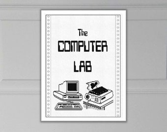 The Computer Lab POSTER SIGN, vintage retro 80's dot matrix printout style