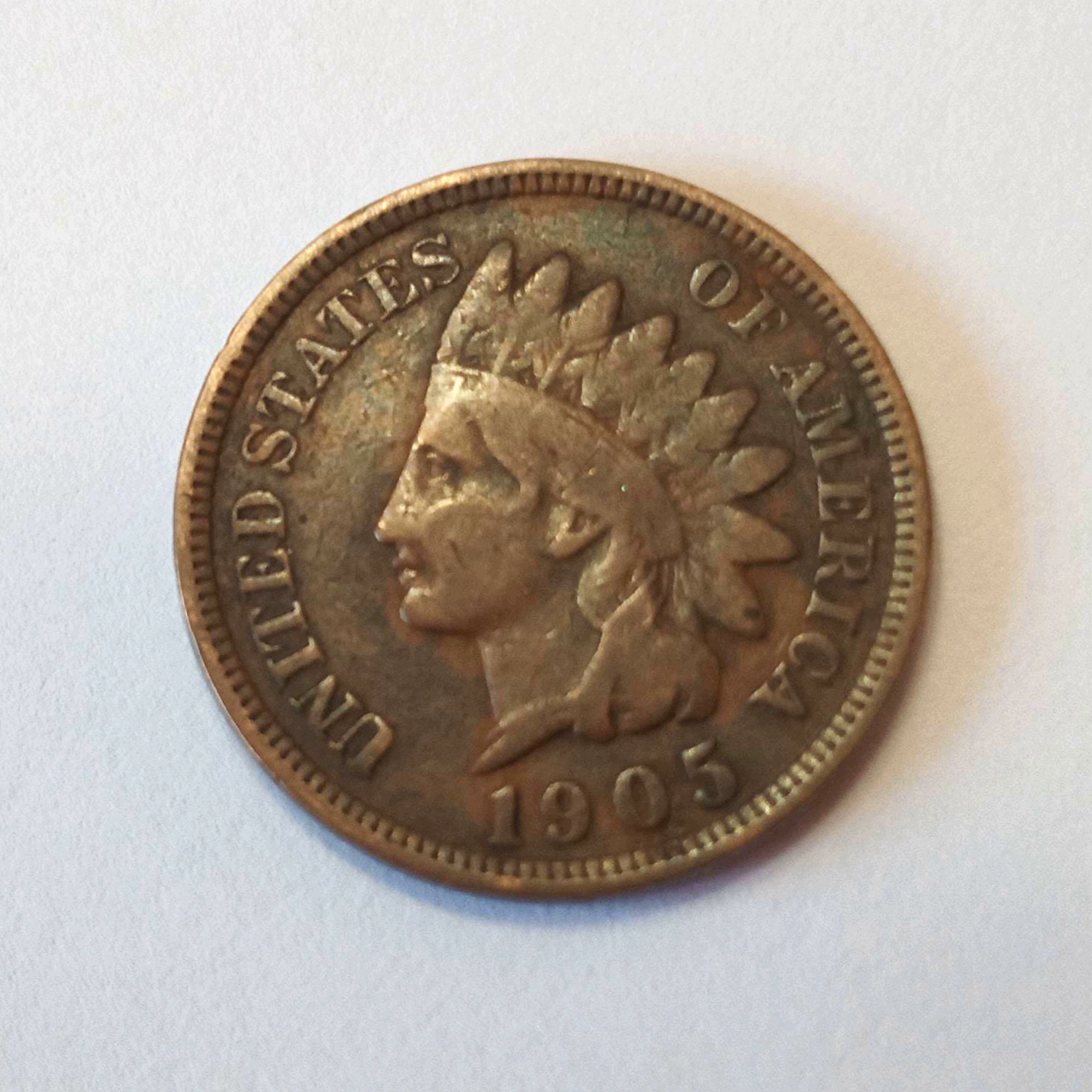 1905 American PENNY USA copper 1 cent coin with Indian Head | Etsy