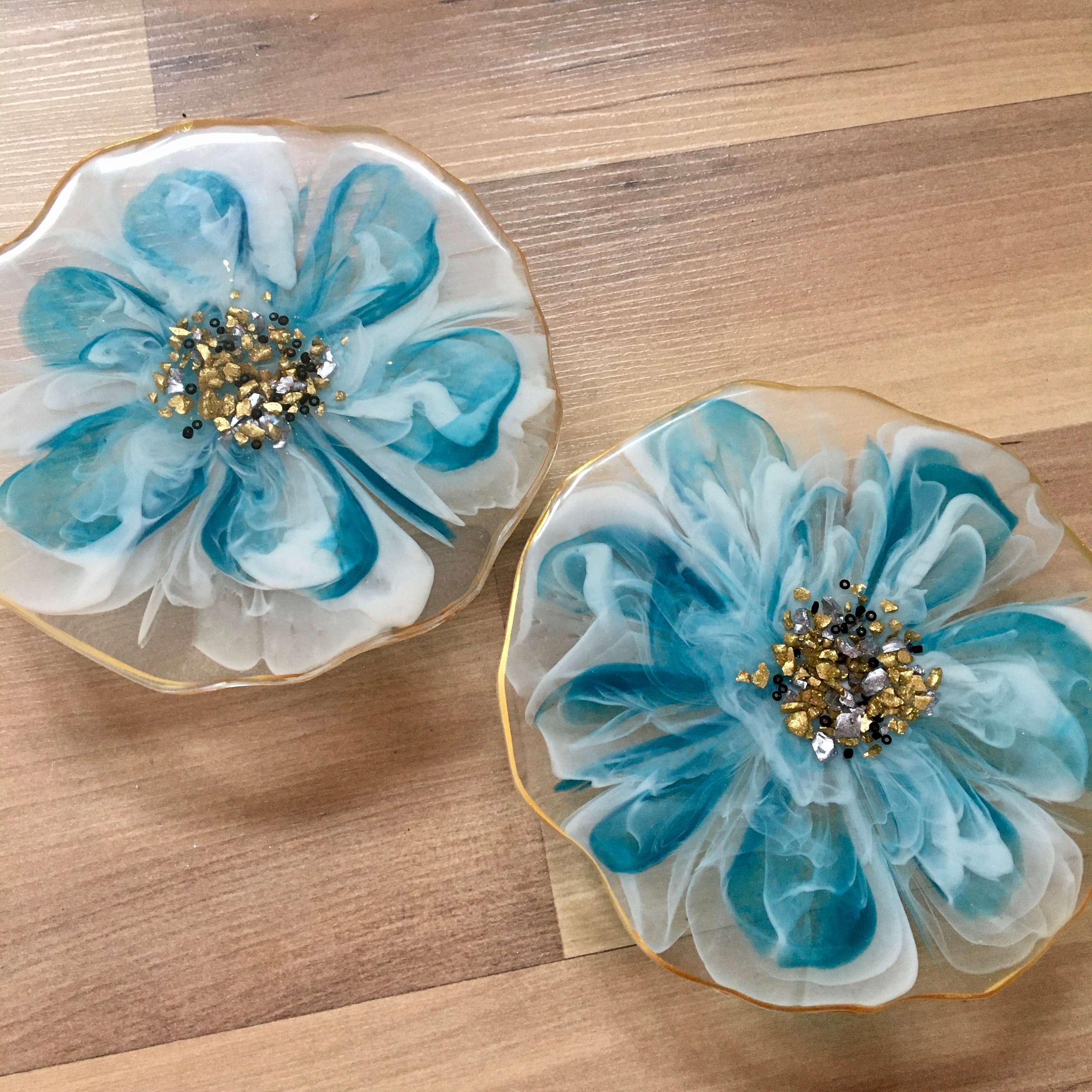 Epoxy Resin coasters set of 2 resin art epoxy coasters Etsy