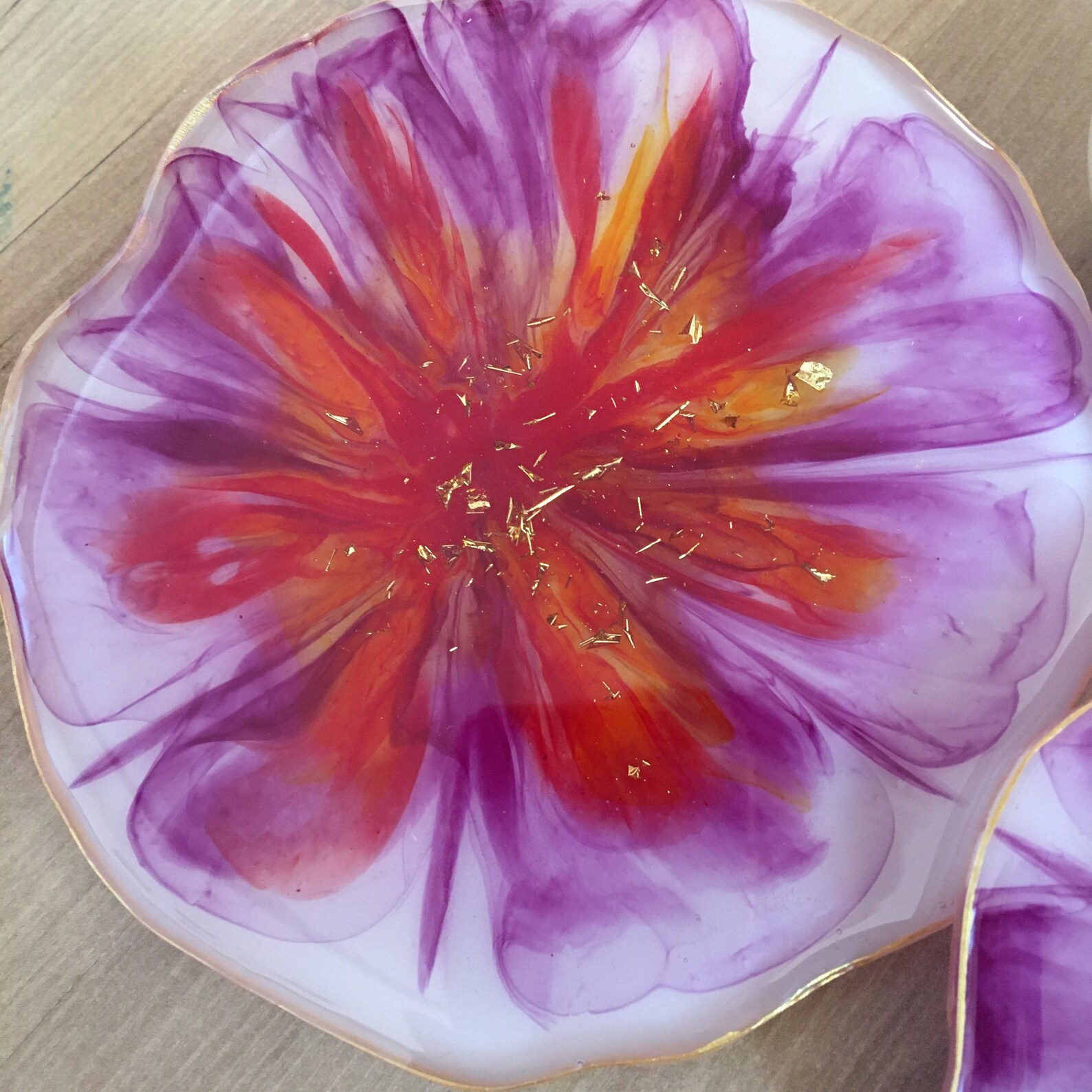 Epoxy Resin Coaster set of 2 Flower Shaped Coasters Home Etsy