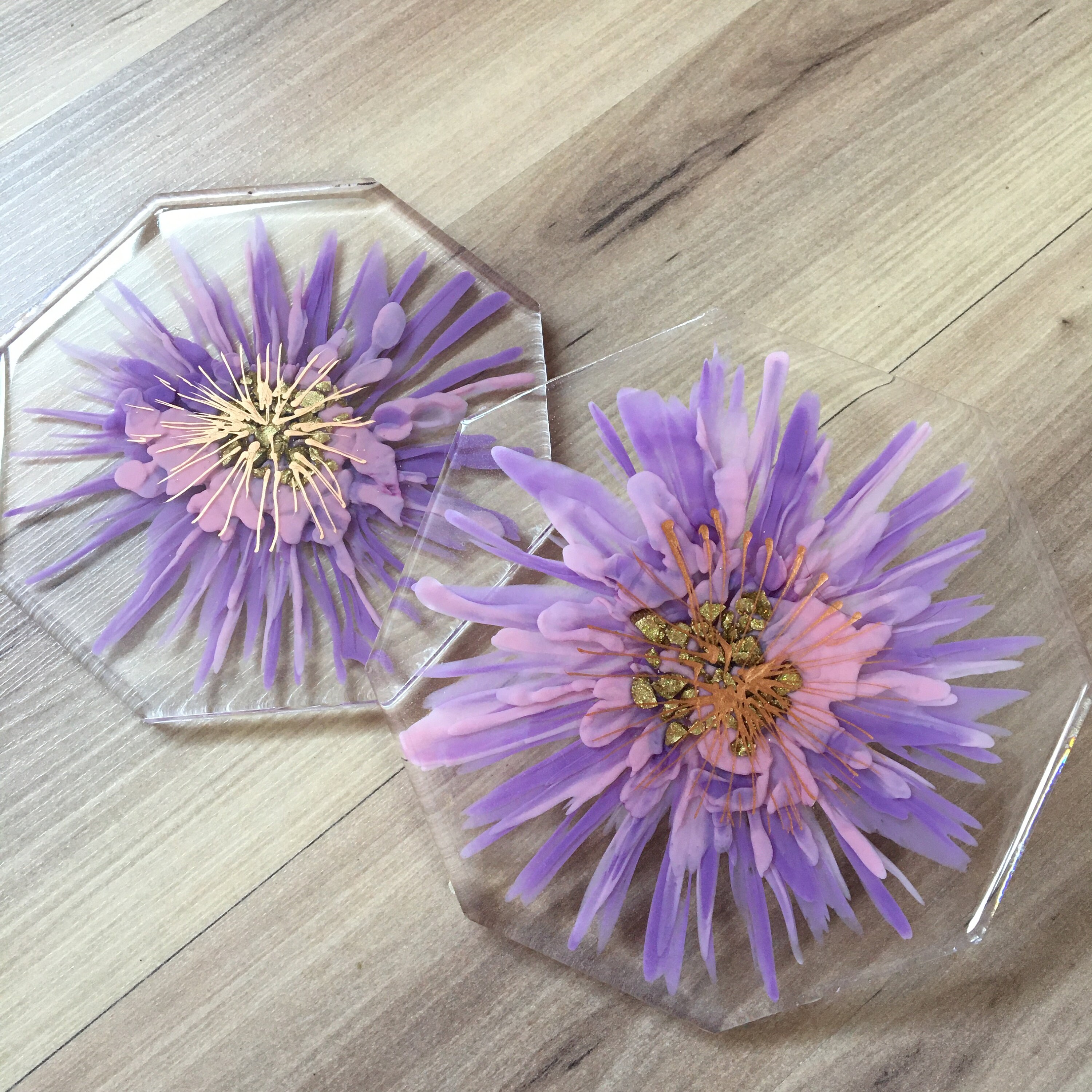 Epoxy Resin Flower Coaster set of 2 Handmade Epoxy Coasters Etsy