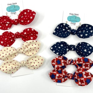 Patriotic hair bows, 4th of July hair bow set for girls,  Independence Day bow, July 4th toddler girl hair bow, Girls Hair clip bow, Hair ti