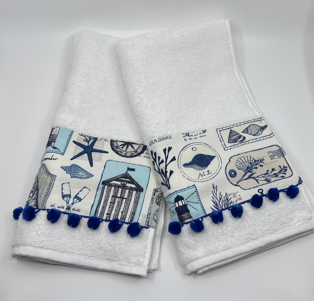 Beach Theme Decorative Hand Towels for Bathroom, Coastal Decor, Beach ...
