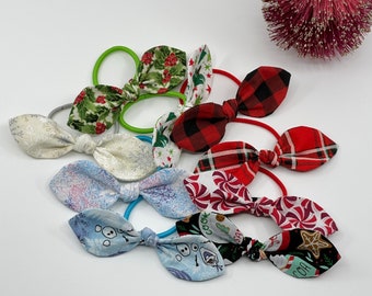 Christmas Hair Bows for girl, Holiday Hair bow set, Christmas gift for girl, Stocking Stuffer for girl, Girl hair bow set, Ponytail Hair Tie