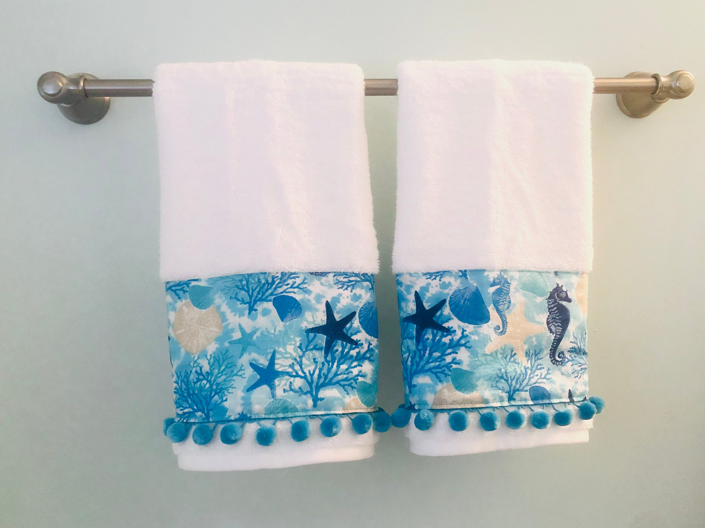 Eqwljwe Starfish Shell Pearl Beach Hand Towels 30x60 in Beach Sea Ocean Marine Nautical Sand Bathroom Towel Soft Absorbent Summer Wave Small Bath