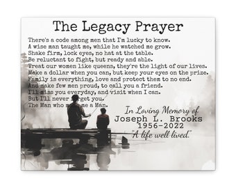 Loss of father for son gift, personalized loss of father gift for men, loss of father memorial canvas wall art, The Legacy Prayer