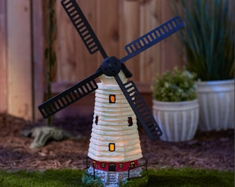 Solar Light-Up Lighthouse Windmill Garden Decor / Outdoor / Home and Garden / Solar Lighting / Solar Lamp / Outdoor Decor / Windmill