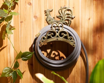 Cast Iron Rooster Design Hose Caddy