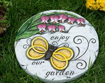 Enjoy Our Garden Stepping Stone/ Garden Stone/ Stone/ Garden/ Garden Decor/ Stepping Stone/ Yard Art/ Home and Garden