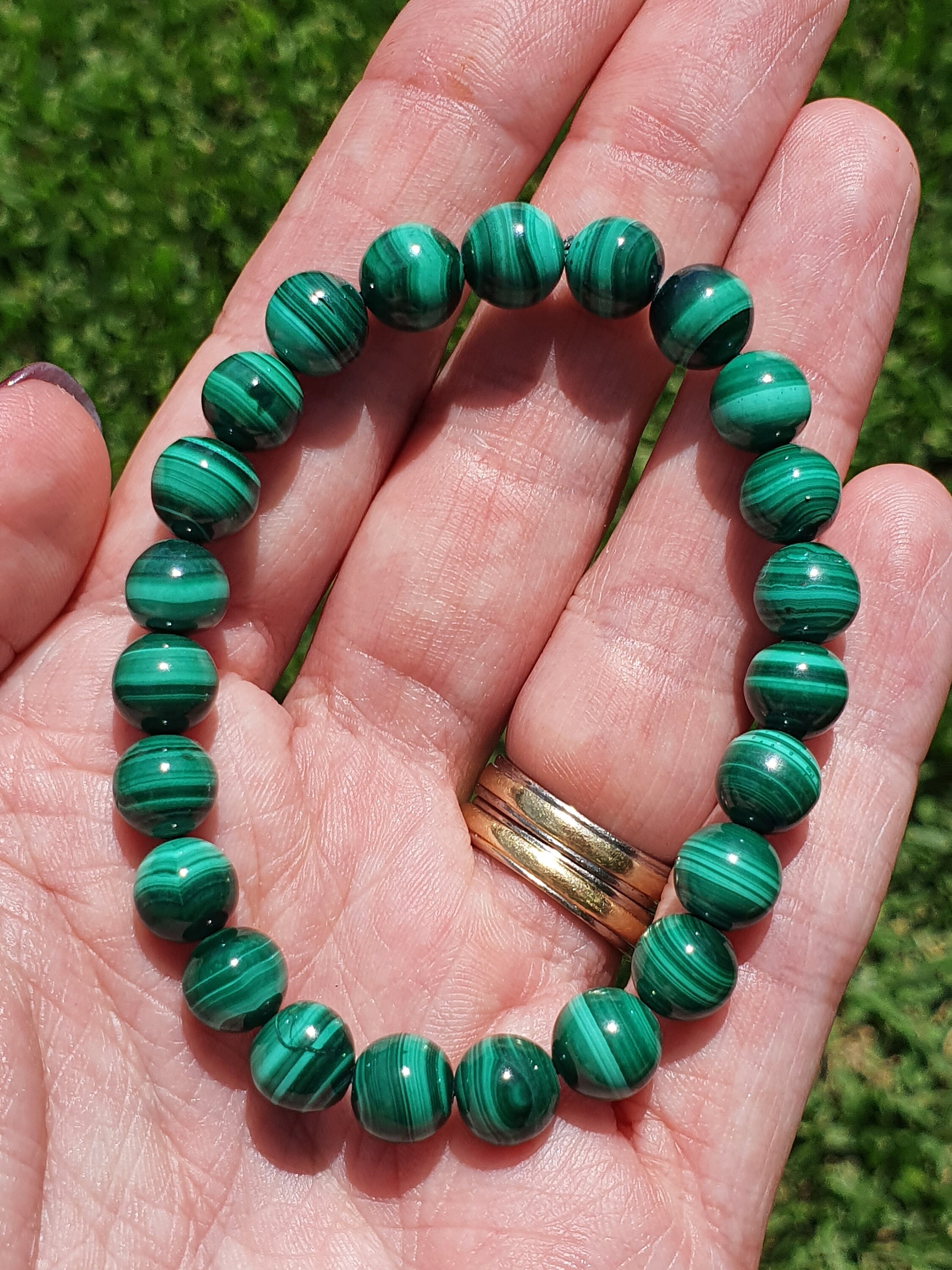 Malachite 8mm bead bracelet | Etsy