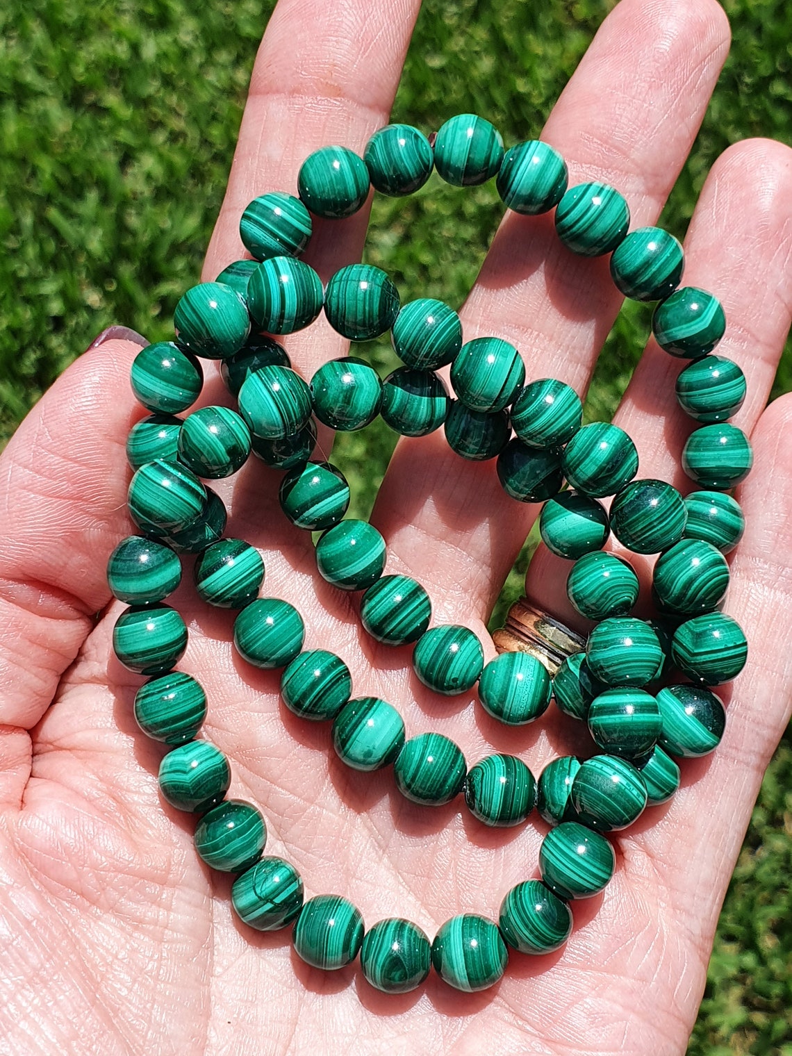 Malachite 8mm bead bracelet | Etsy