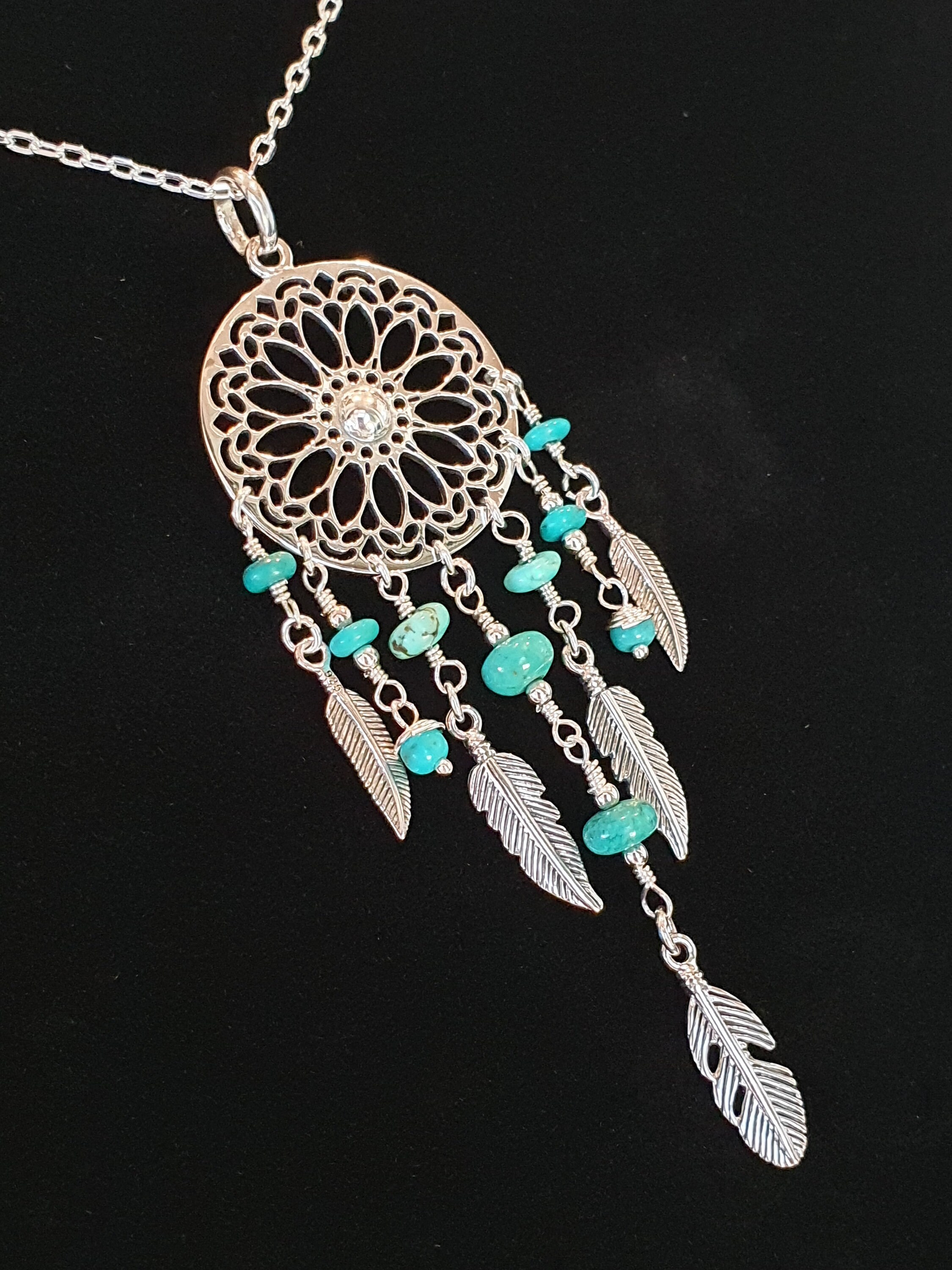 ドリームキャッチャー＆ターコイズペンダント Amazon.co.jp: BETHZA ドリームキャッチャーネックレス 925