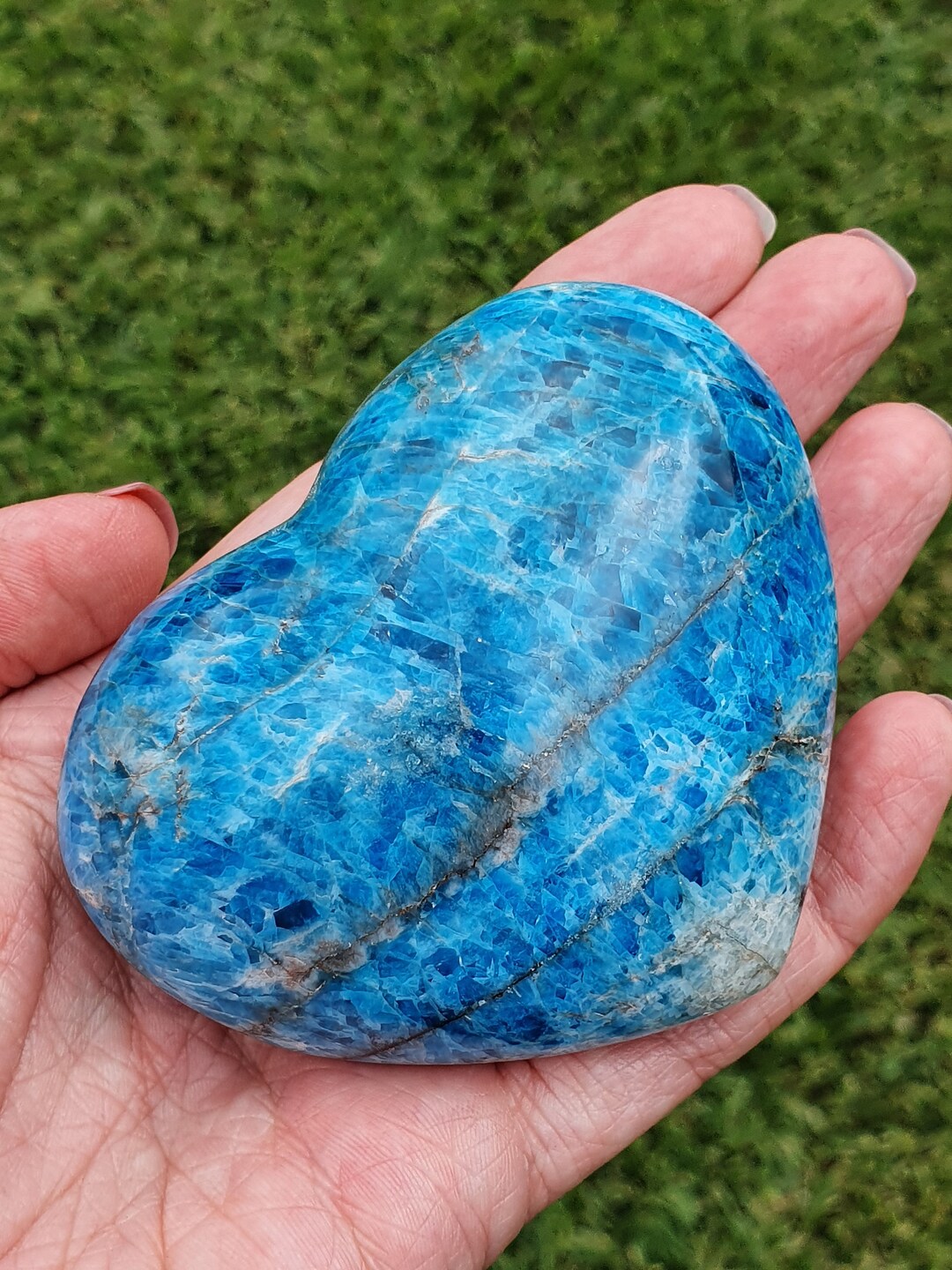 ブルーアパタイト　ハート35.4g③ ブルーアパタイトハート - Etsy 日本