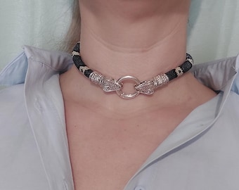 Collana girocollo a serpente grigio argento Bracciale con perline Collana a serpente Ouroboros a serpente grigio Bracciale avvolgente a serpente da uomo e da donna Collana a serpente