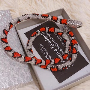 Ouroboros silver snake bracelet for men women Silver snake necklace  Bead crochet handwoven ouroboros Snake choker necklace Unisex jewelry