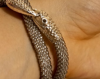 Ouroboros silver snake bracelet for men women Silver snake necklace  Bead crochet handwoven ouroboros Snake choker necklace Unisex jewelry