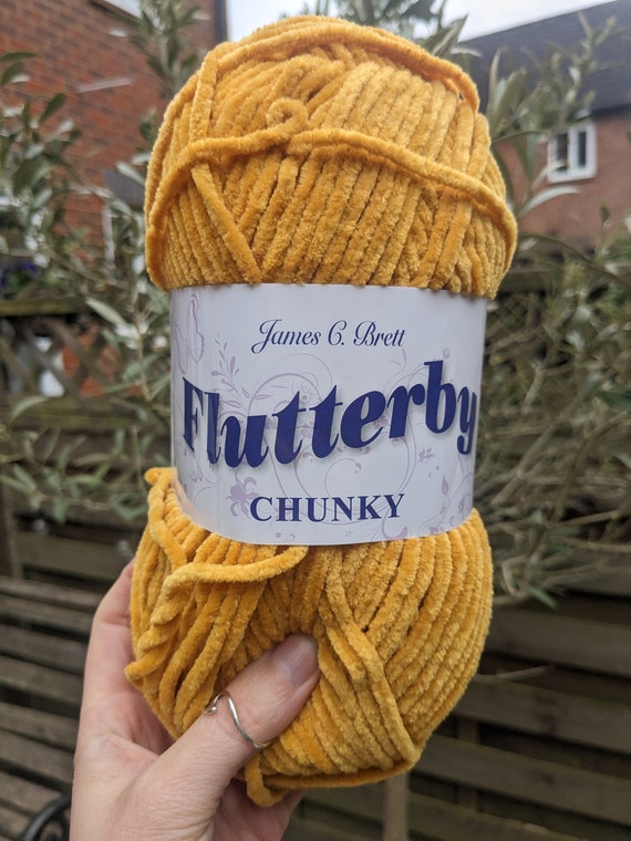 James C Brett FLUTTERBY Soft Fluffy Chunky Chenille Yarn 100g