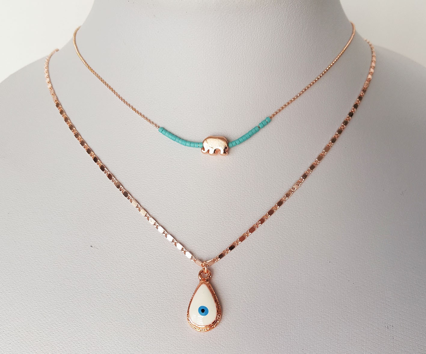 Rose Gold Layering Necklace Set Rose Gold Chain Necklace - Etsy