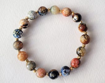 Indisches Achat Armband - 8 mm Edelstein, Stretch Armband, Sondergröße