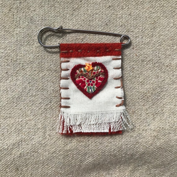 Red Heart Hand-Embroidered Pin Red Heart Hand-Embroidered Pin