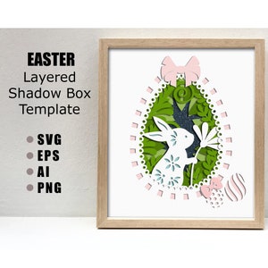Easter 3d layered svg,easter paper art,easter paper cut,svg,easter paper craft,stylized bunny svg,easter shadow box,digital file,cricut file