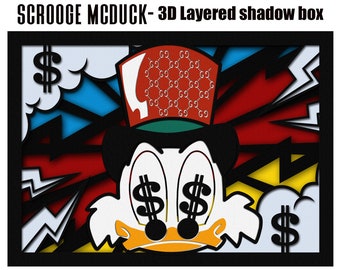 Scrooge mcduck svg,Disneyland 3d layered svg,3d layered svg,shadow box template svg ,shadow box svg,for cricut,digital template,wall decor