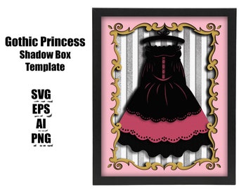 Layered paper cut template,gothic shadow box svg ,anime,for cricut,digital,svg file,princess,vintage,girl,printable
