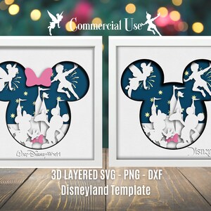 SVG 3D en capas de Disneyland, SVG 3D en capas, plantilla de caja de sombra SVG, caja de sombra SVG, Cricut, productos digitales, archivo SVG en capas, proyectos de corte de papel imagen 5