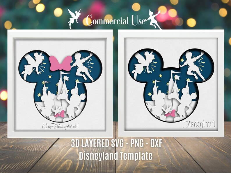 SVG 3D en capas de Disneyland, SVG 3D en capas, plantilla de caja de sombra SVG, caja de sombra SVG, Cricut, productos digitales, archivo SVG en capas, proyectos de corte de papel imagen 5