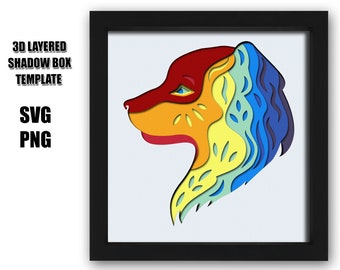3D dog svg, 3D Paper Cut Shadow Box Template, Digital Download Files, Shadow Box SVG,layered svg file, For Cricut, Lightbox,3d layered dog