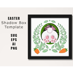 Easter 3d layered svg,easter paper art,easter paper cut,svg,easter paper craft,stylized bunny svg,easter shadow box,digital file,cricut file