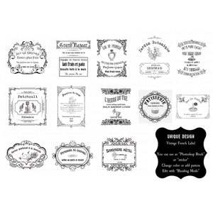 UNIKAT,Vintage French Label,französische Möbel Transfer,Vintage Label digital,digitaler Stempel,französisches Label digital,psd Pinsel,Typografie,Schablone