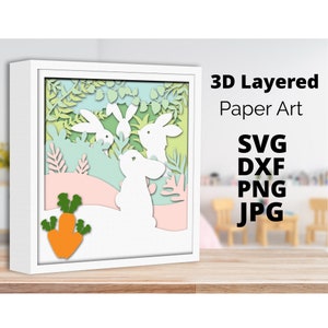 Scatola delle ombre per bambini, formato SVG a strati 3D, modello di carta a strati 3D, modello della scatola delle ombre SVG, per Cricut, modello digitale, file SVG a strati, file DXF