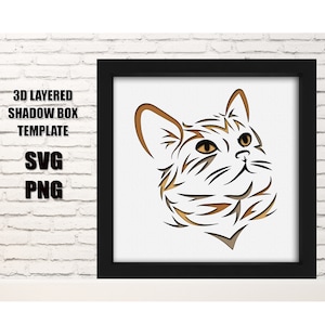 Cat 3d Layered Svg,cat Paper Art,cat Paper Cut,svg,cat Craft,stylized ...