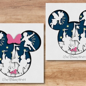 SVG 3D en capas de Disneyland, SVG 3D en capas, plantilla de caja de sombra SVG, caja de sombra SVG, Cricut, productos digitales, archivo SVG en capas, proyectos de corte de papel imagen 3