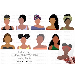 10 tarjetas de aretes imprimibles, tarjeta de exhibición de joyería personalizada, plantilla editable, tarjeta de exhibición de aretes, etiquetas de aretes, digital, minimalista, mujer afro
