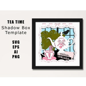 TEA PARTY SVG - Shadow box svg - layered  paper art - for cricut - for silhouette -shadow box design -Tea Time svg -Light Box-paper cut