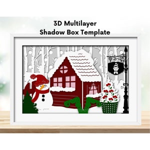 3D winter  shadow box-3D snowman svg-3d winter svg-winter shadow box-shadow box template-for cricut -for silhouette-3d christmas svg-digital