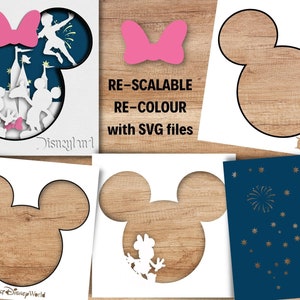 SVG 3D en capas de Disneyland, SVG 3D en capas, plantilla de caja de sombra SVG, caja de sombra SVG, Cricut, productos digitales, archivo SVG en capas, proyectos de corte de papel imagen 2