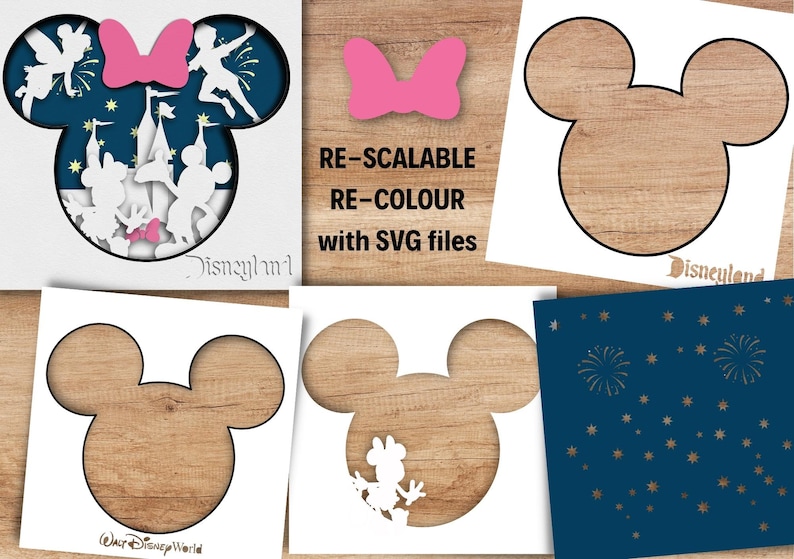 SVG 3D en capas de Disneyland, SVG 3D en capas, plantilla de caja de sombra SVG, caja de sombra SVG, Cricut, productos digitales, archivo SVG en capas, proyectos de corte de papel imagen 2