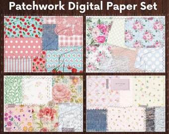 Patchwork Digital Papers,Shabby Chic,Patchwork Papers,patchwork,Junk Journal, printable quilt pattern,quilt patchwork background,vintage