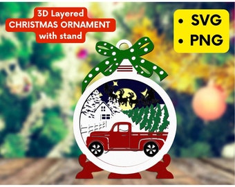 3D christmas shadow box,3D christmas svg,3d winter svg,multilayer ornament,3d template,for cricut ,for silhouette,3d ornament,digital file