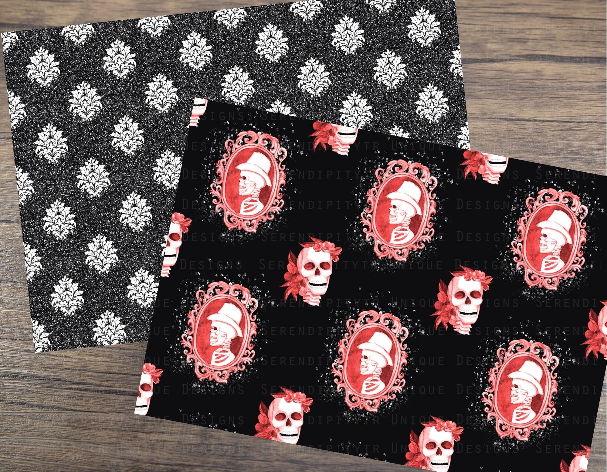 Red Gothic Digital Paper,gothic Seamless Pattern,glittered Paper ...