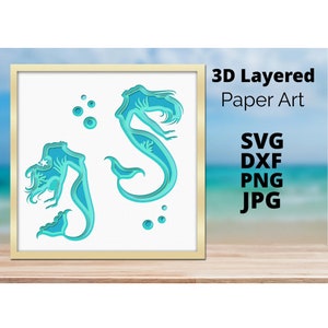 Syrena 3d warstwowa svg, szablon sztuki papierowej, syrena wycinana z papieru, svg, stylizowana syrena wycięta, szablon syreny w polu cienia svg, plik cyfrowy,