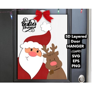 Santa Door Hanger SVG-3D santa svg-decorazione di Natale modello-per cricut -per silhouette-3d natale SVG-porta segno SVG- decorazioni di Natale SVG